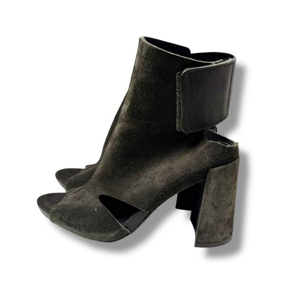 PEDRO GARCIA Suede Dark Olive Green Open Toe Sandals Shoes Heels EU 37.5 US 7.5 - Picture 2 of 10